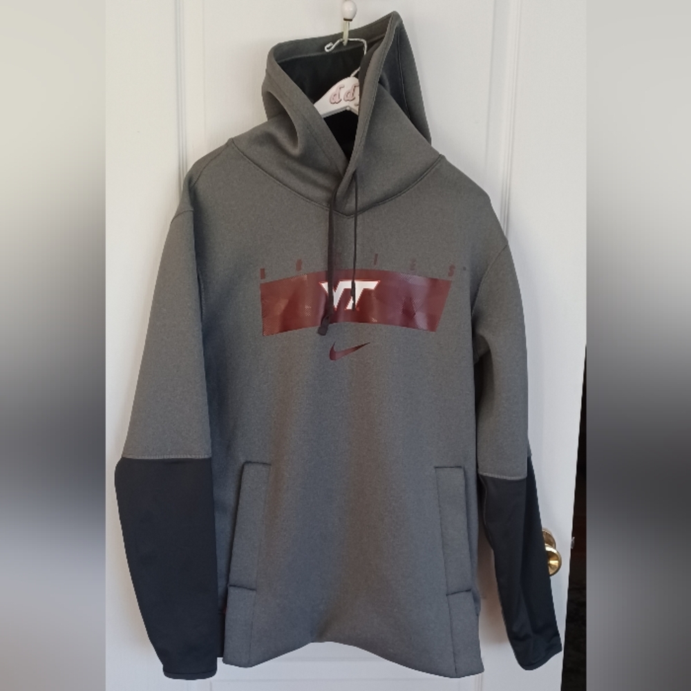 NIKE CQ6108 SIZE MEDIUM VT HOKIES ON-FIELD DRI-FIT MEN'S FLEECE-LINED HOODIE